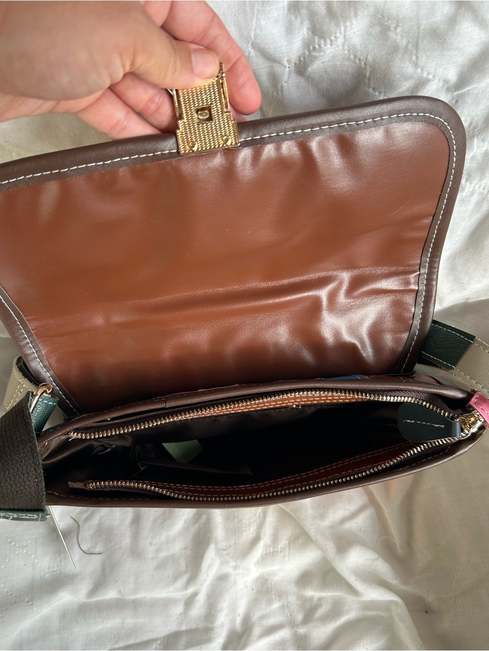 Multi-Color Diamond Patchwork Shoulder Bag - Picture 4 of 4